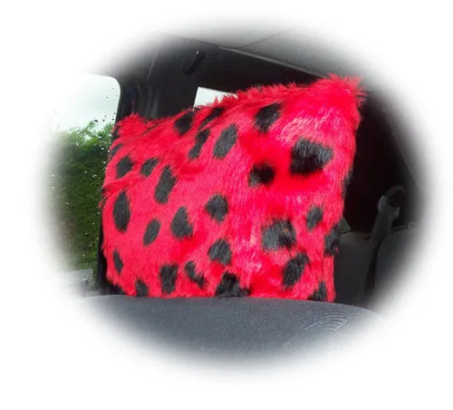 1 pair of Fuzzy Faux fur Headrest covers in a choice of print's