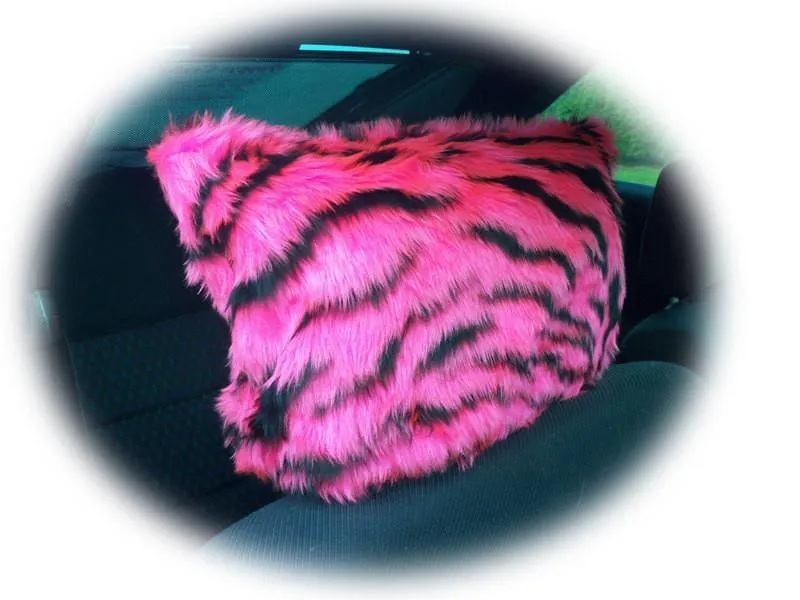 1 pair of Fuzzy Faux fur Headrest covers in a choice of print's