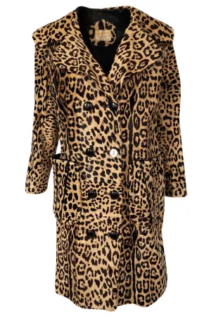 1960s Mexican Leopard Print Pony Coat w Piped Leather Detailing