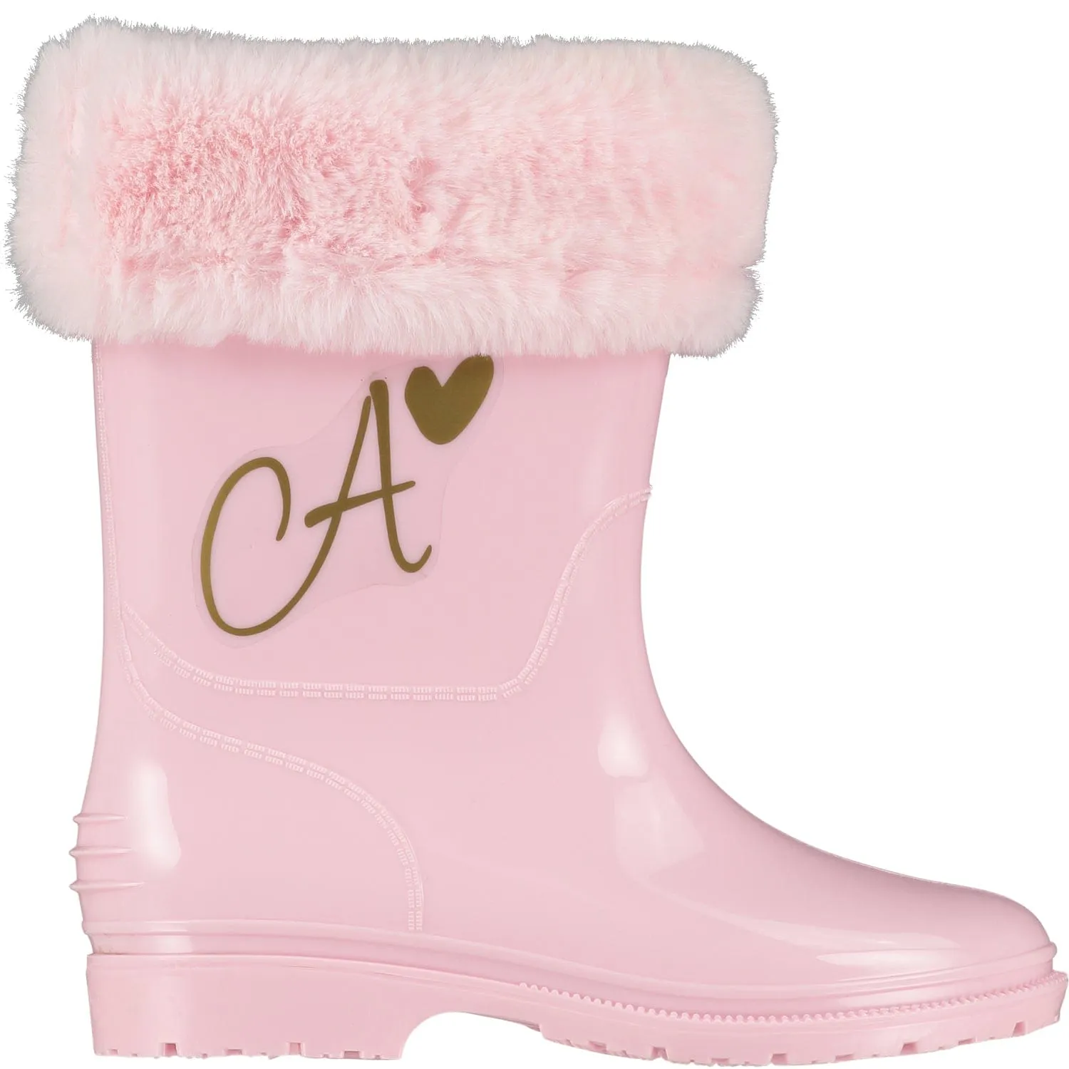 A DEE - Splash Fur Logo Wellie - Pale Pink