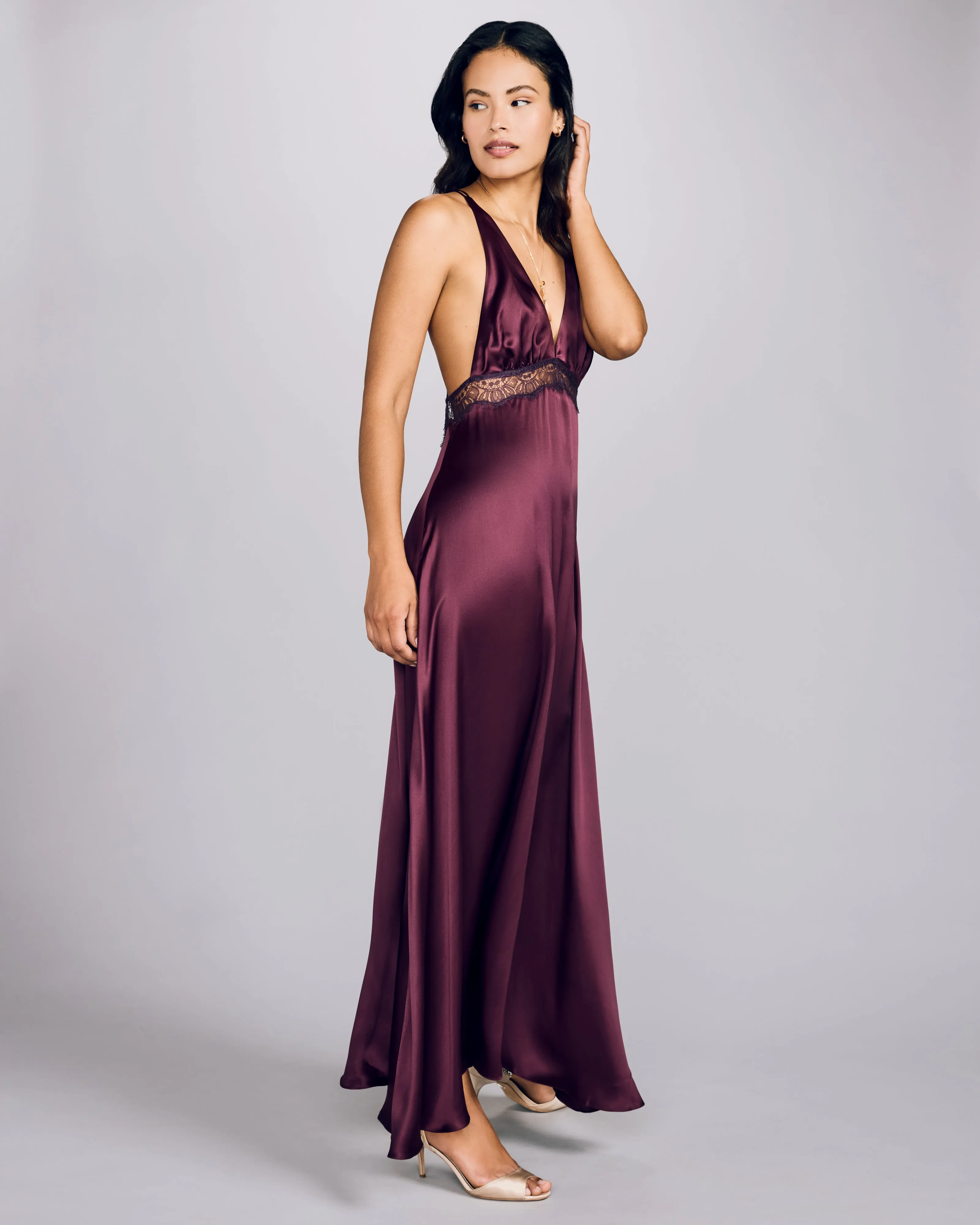 Alexandria Aubergine Silk Gown