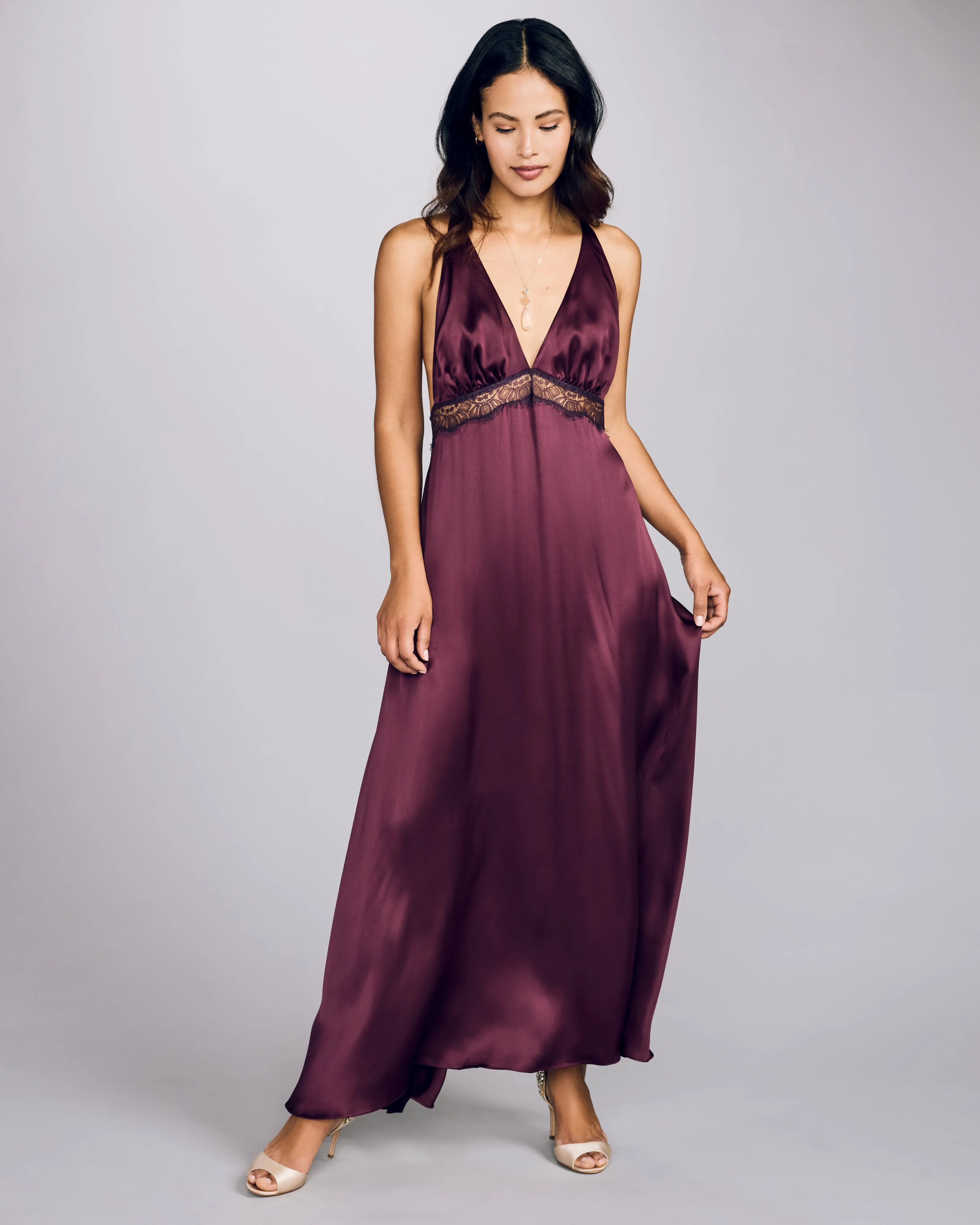 Alexandria Aubergine Silk Gown