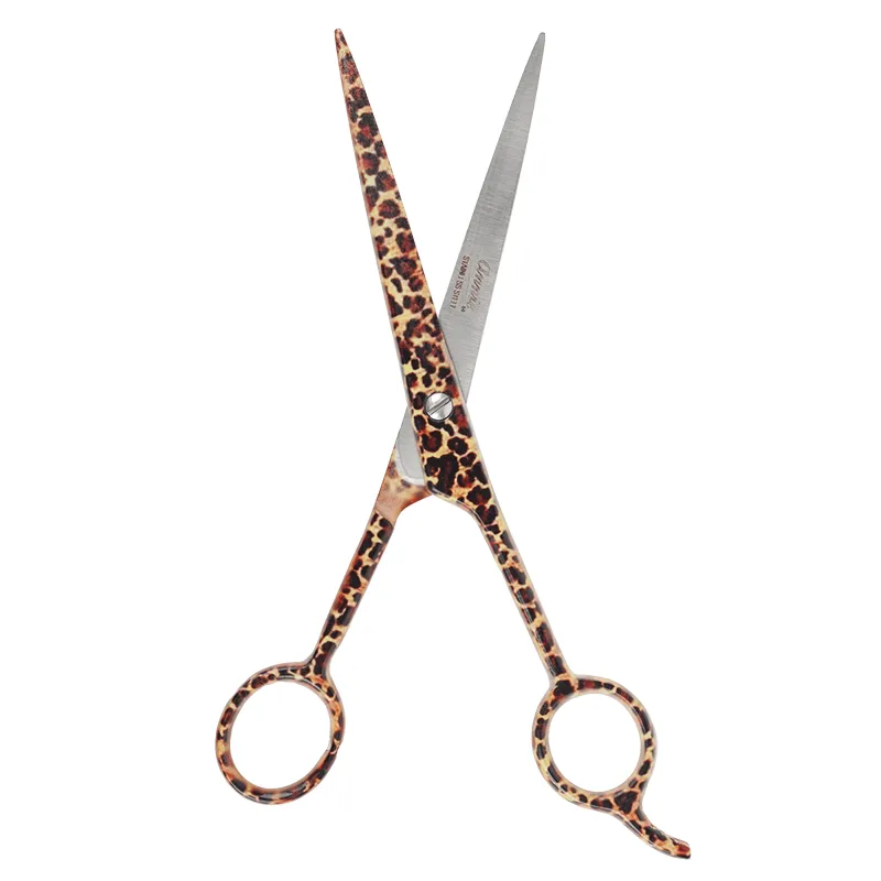 Annie 7 1/2" Premium Stainless Steel Straight Hair Shears - Leopard Pattern #5237