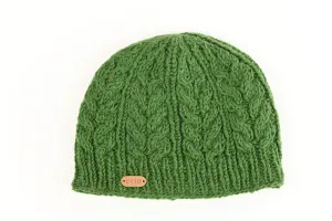 Aran Cable Pullon Hat - Green