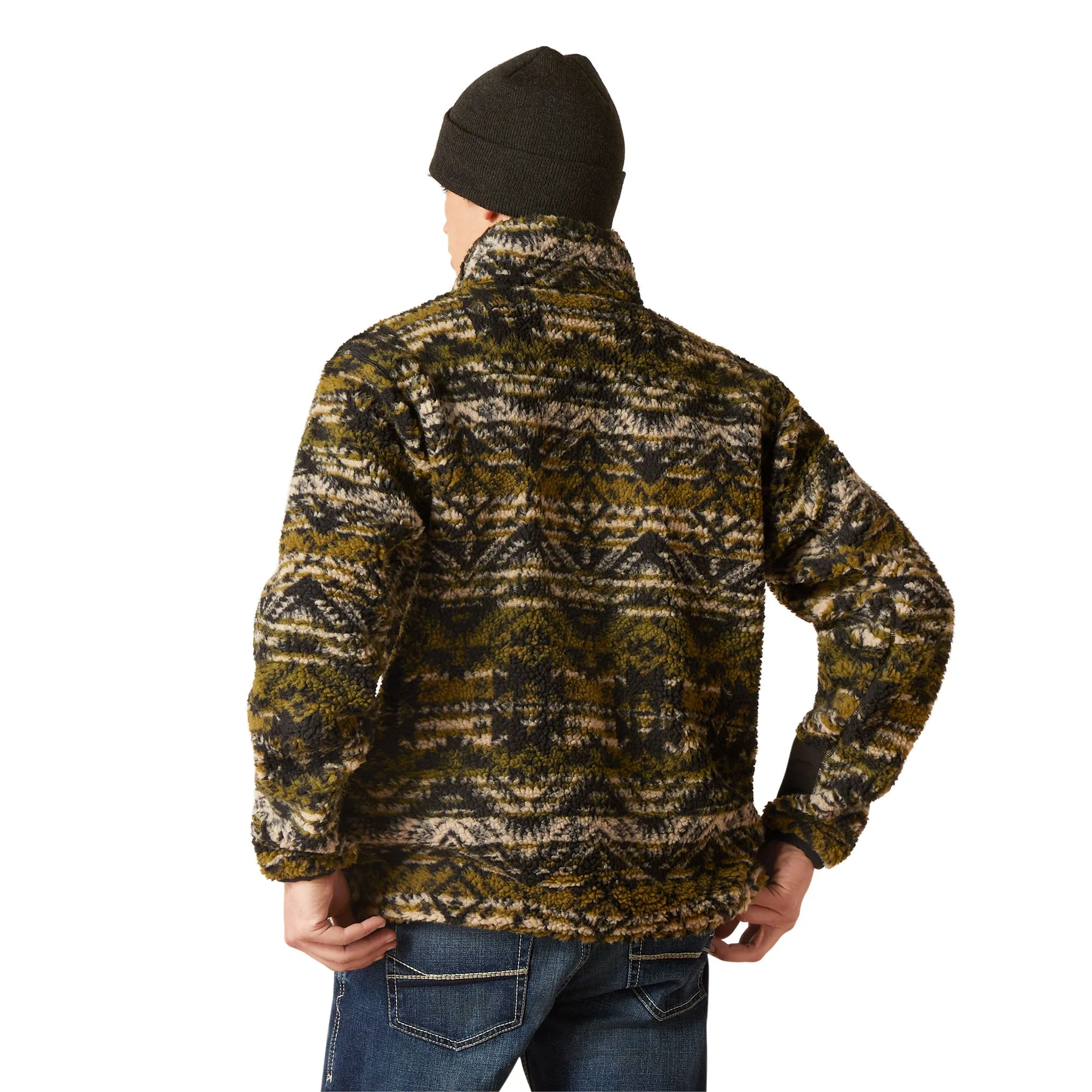 Ariat Men's Mammoth Olive Leaf Aztec Pattern Sweater Jacket 10046105