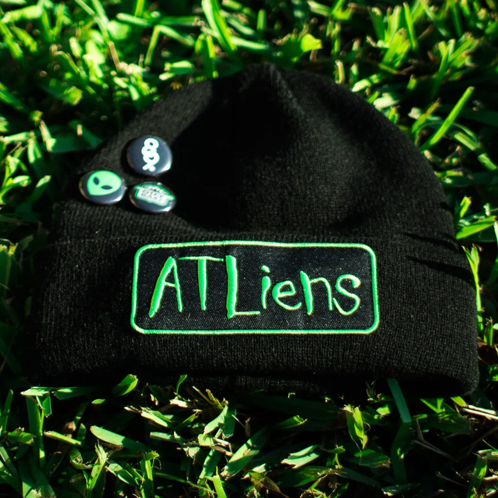 Atliens Custom Hip Hop Patch Beanie with Pins Black