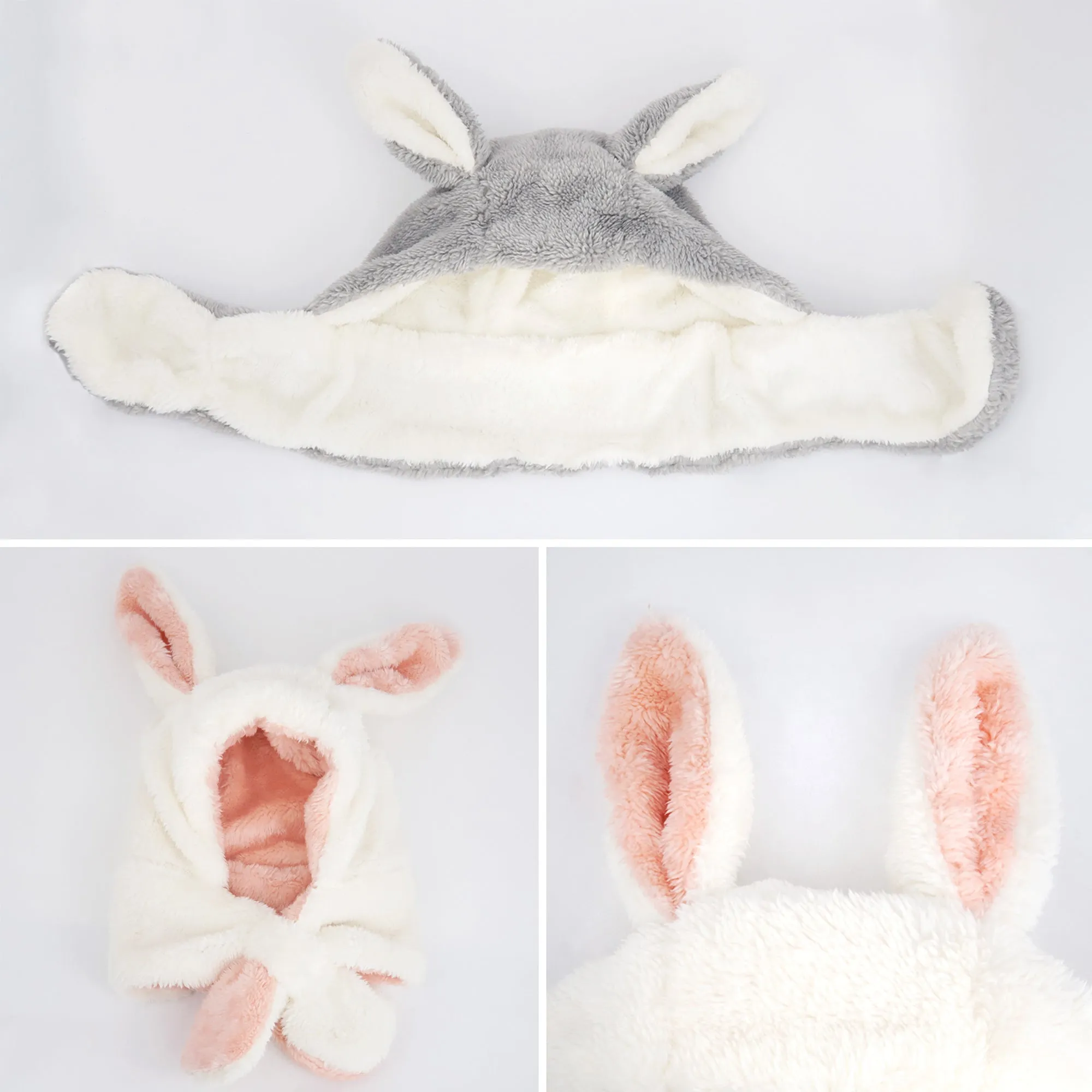 Baby Winter Earflap Bunny Bear Cozy Plush Fleece Hat | Bear Pink