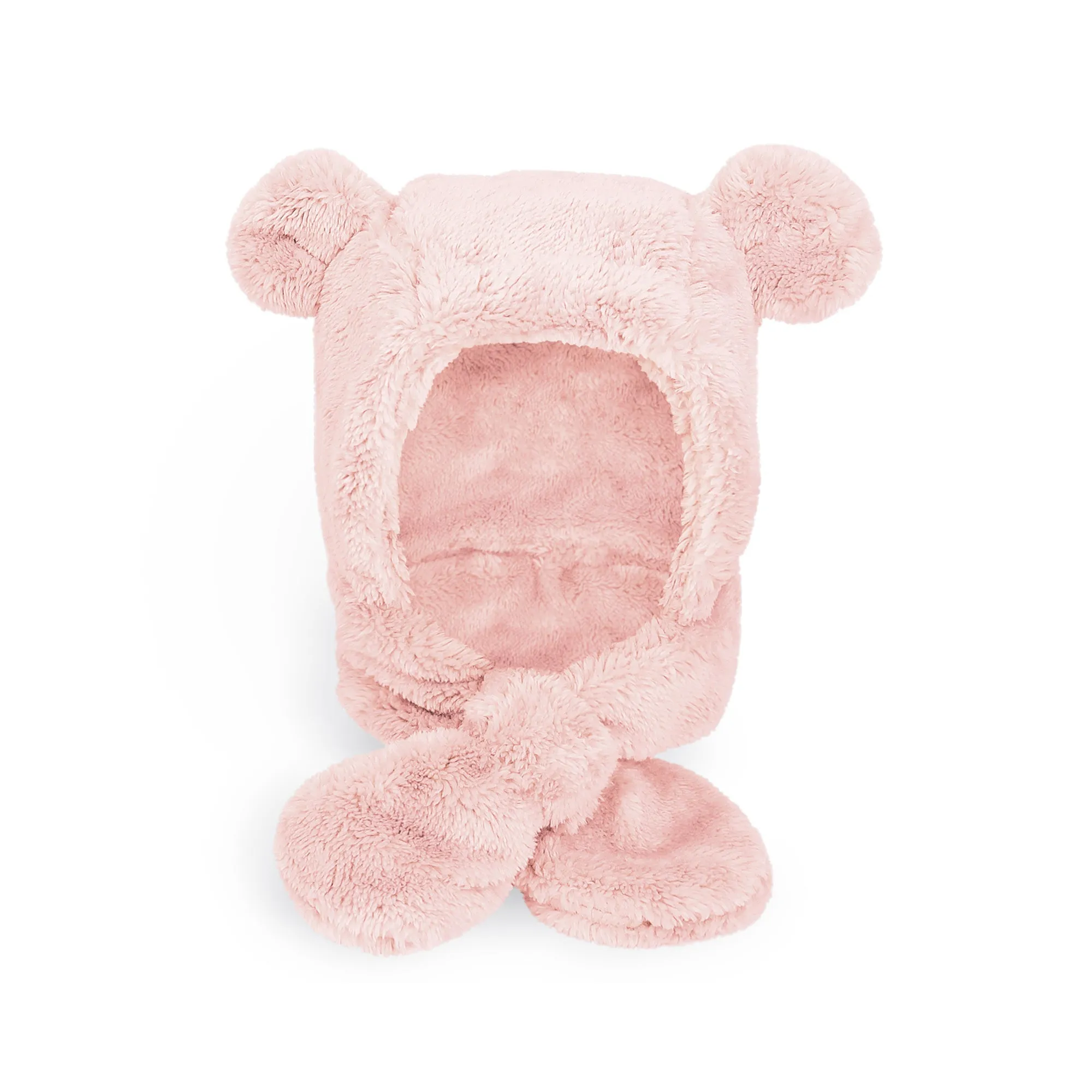 Baby Winter Earflap Bunny Bear Cozy Plush Fleece Hat | Bear Pink