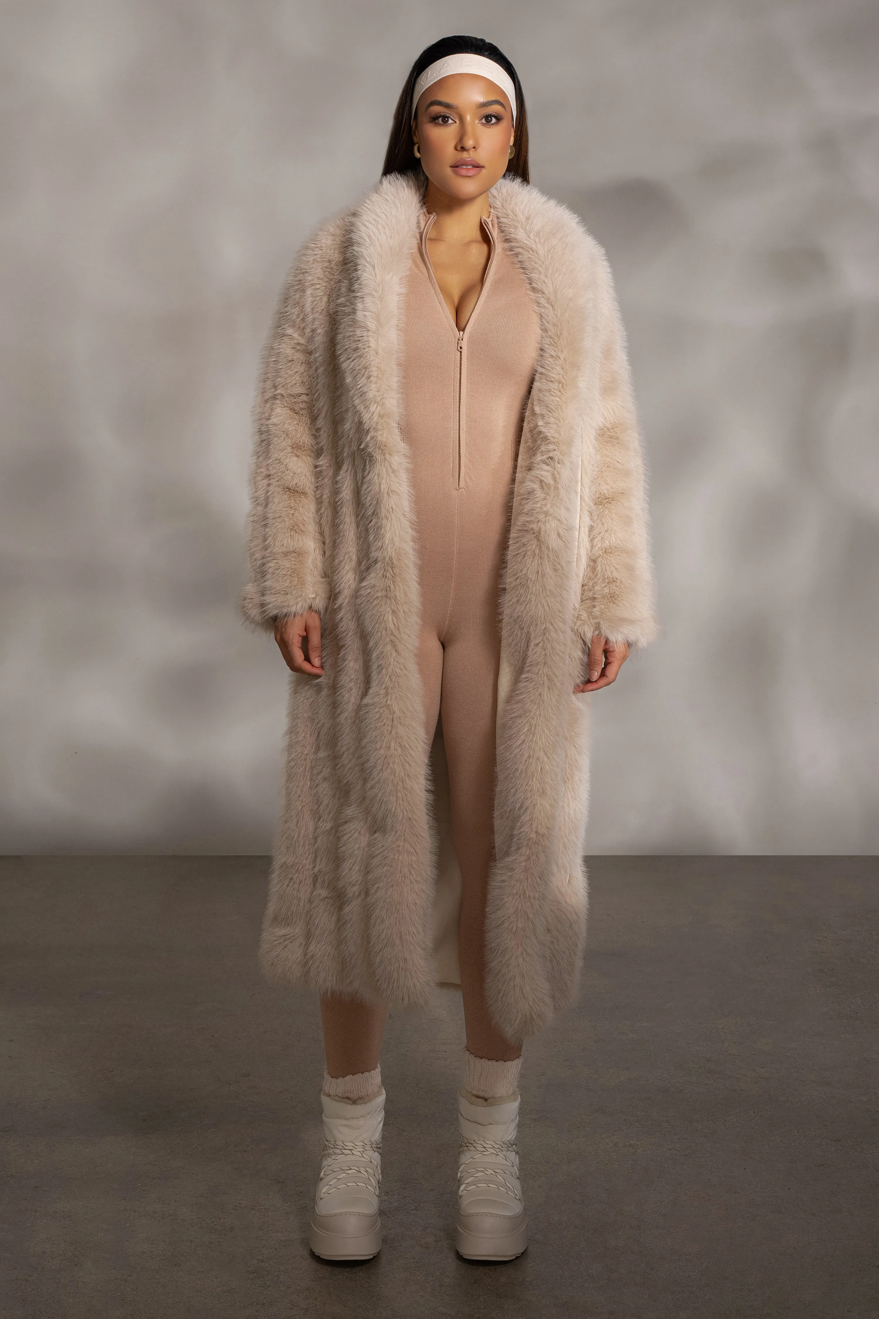 Beige Manhattan Faux Fur Coat