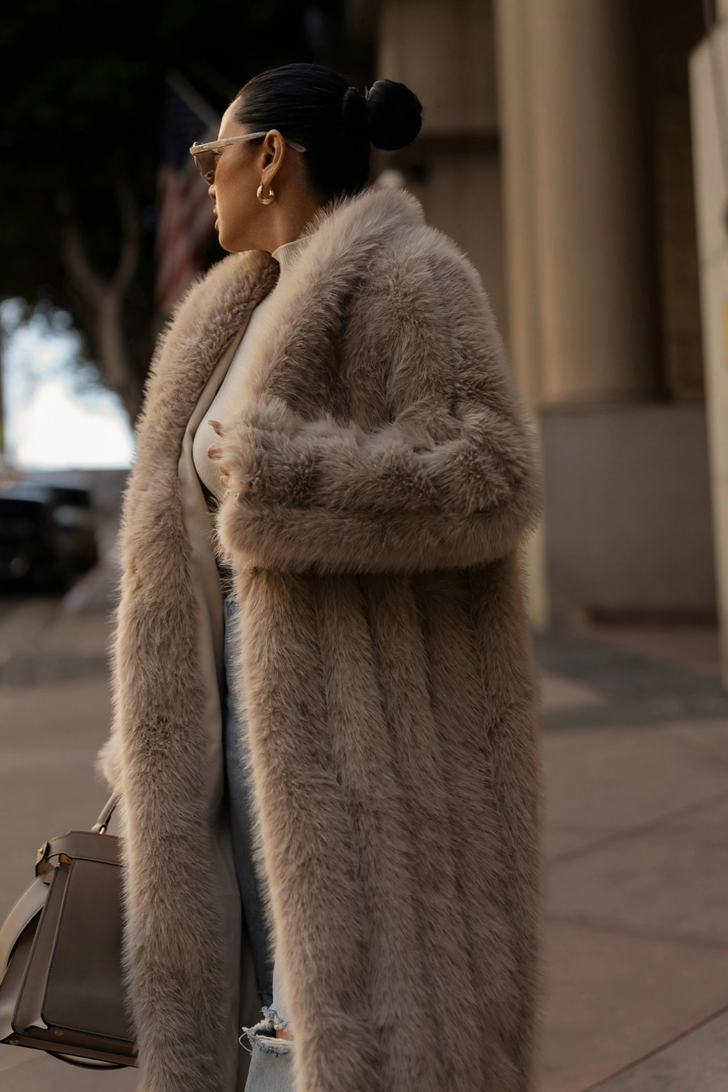 Beige Manhattan Faux Fur Coat