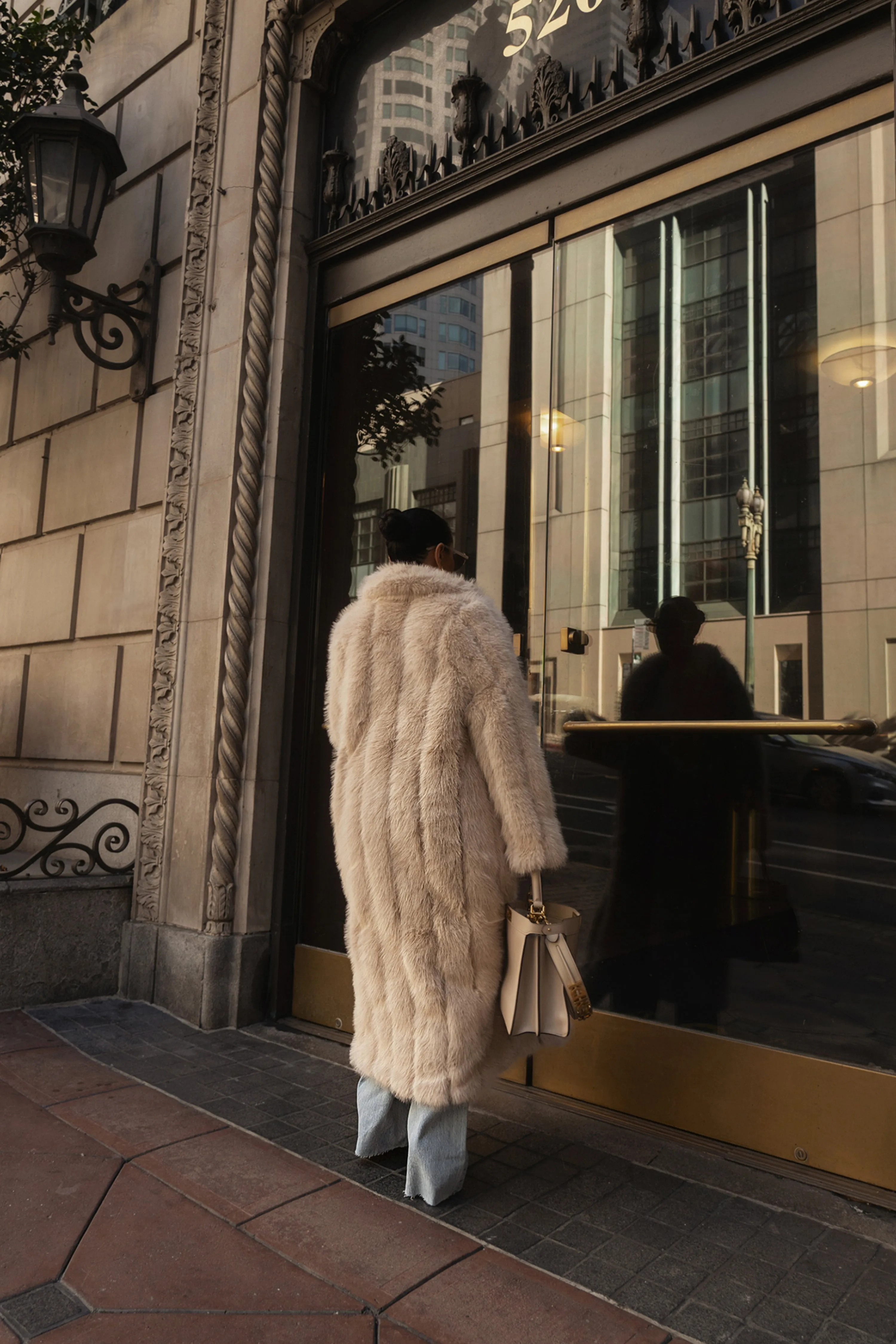 Beige Manhattan Faux Fur Coat