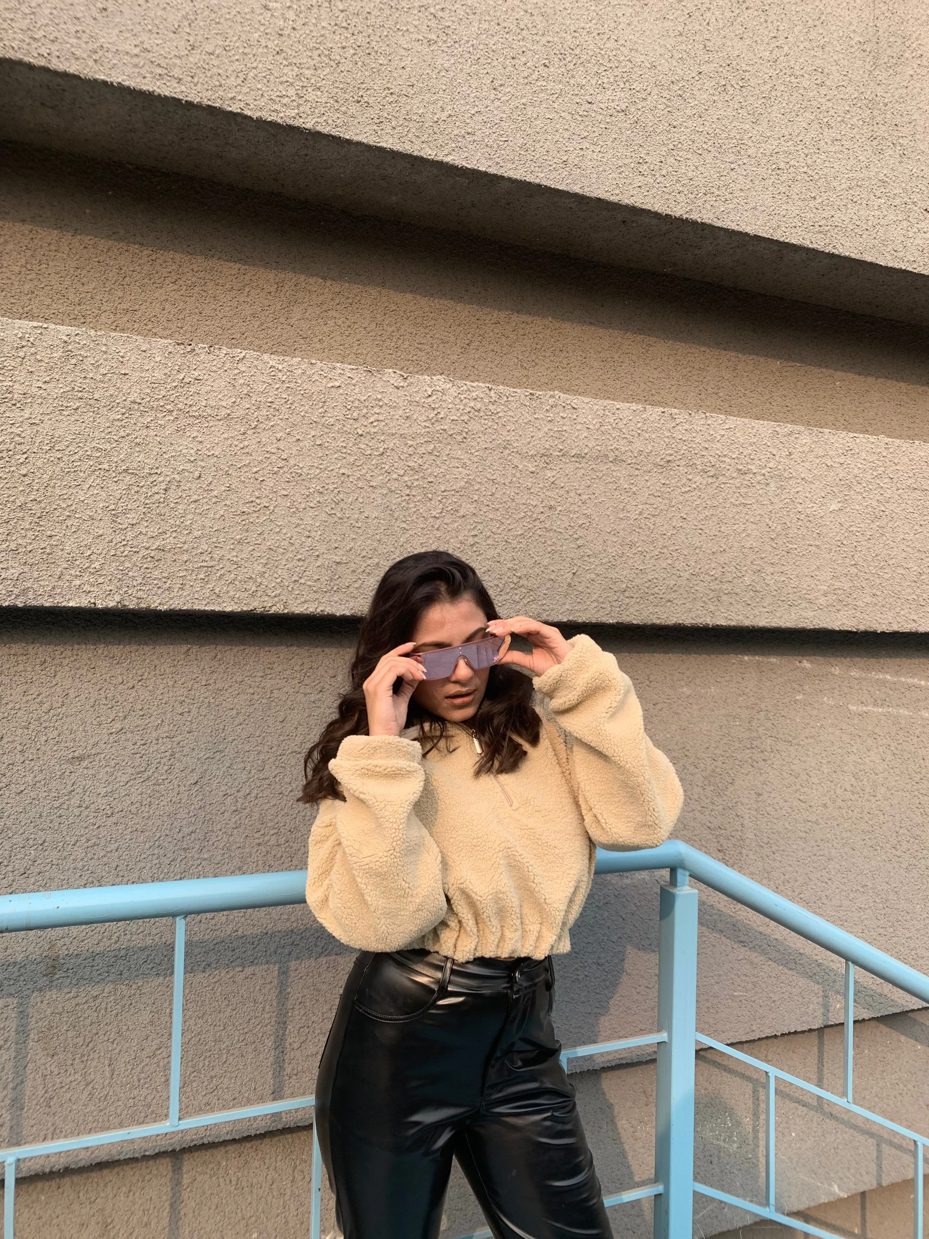 Beige polar fleece Oversized jacket