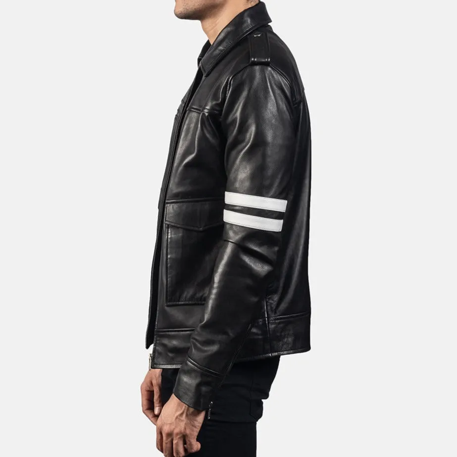 BIKER-1422 MUSH Black Leather Jacket