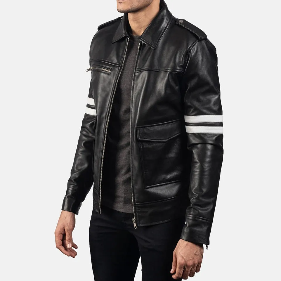 BIKER-1422 MUSH Black Leather Jacket