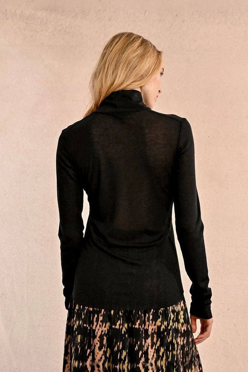 Black Fine Jersey Turtleneck