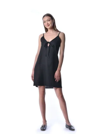 Black Linen Slip Dress