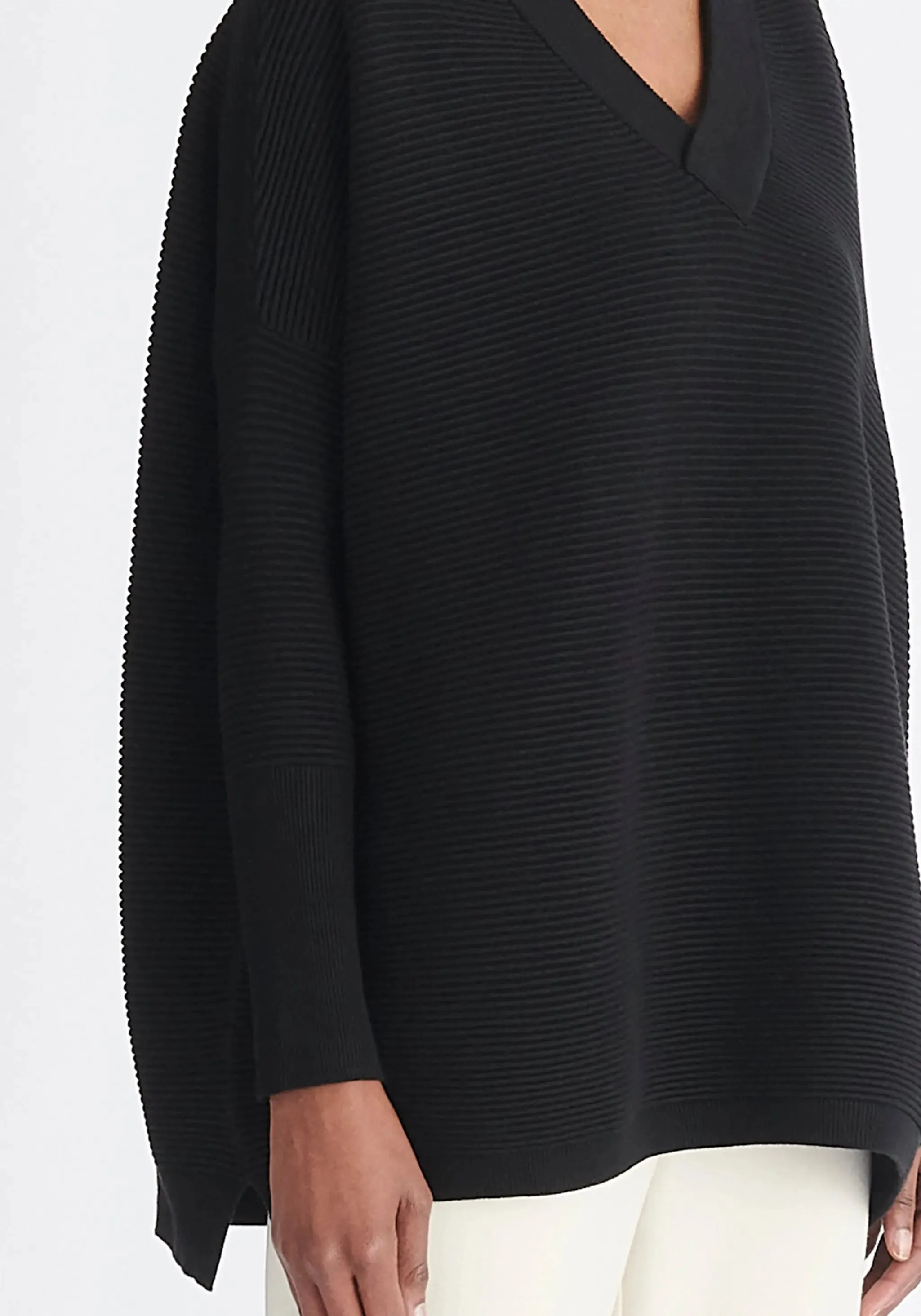 Black V-Neck Ribbed Jumper