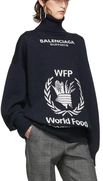 Black World Food Programme Turtleneck Sweater - Black or Navy Blue