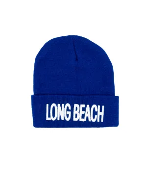 Block Long Beach On Royal Blue Long Beanie