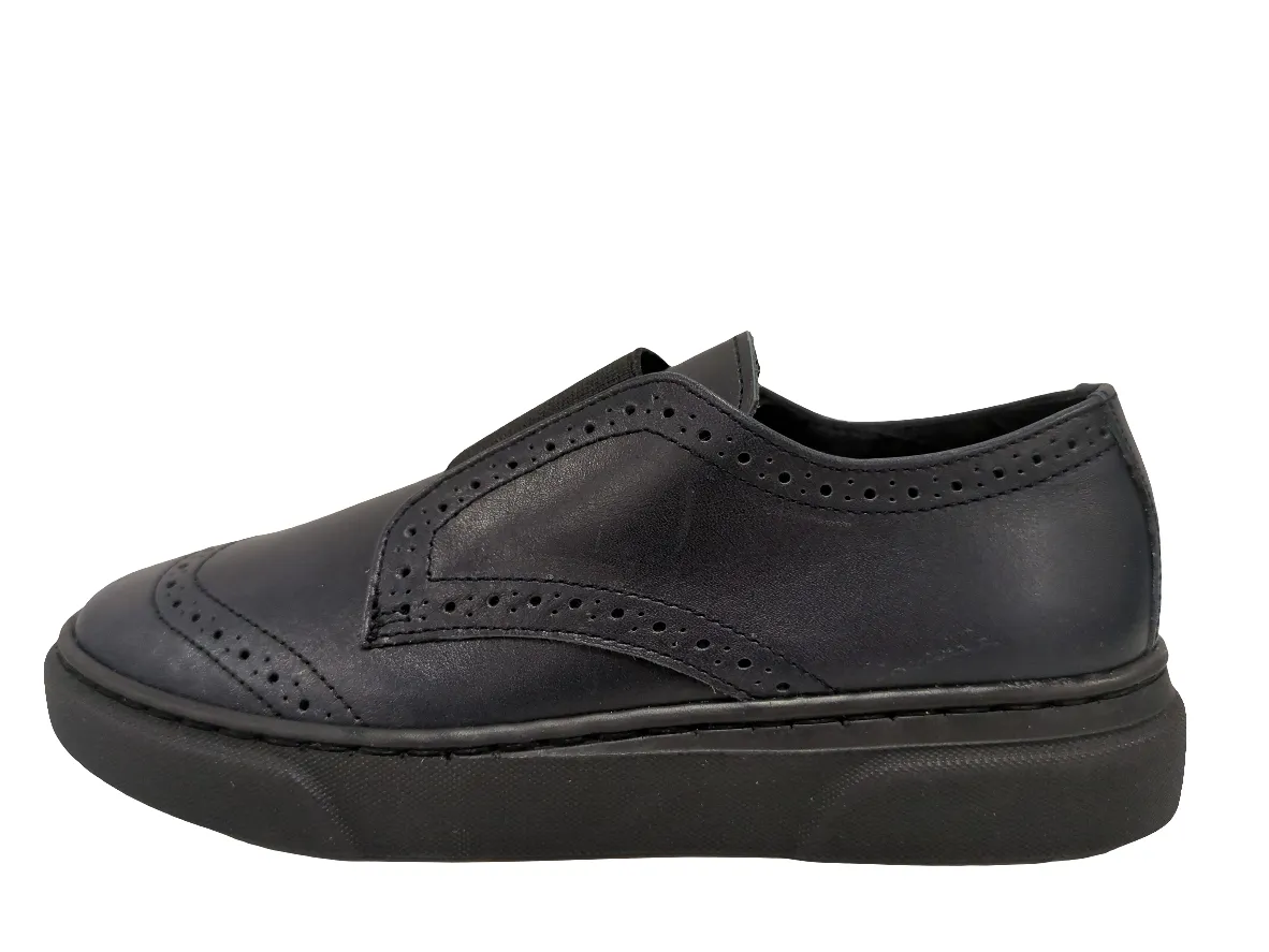 BluBlonc  Navy Wingtip Elastic Slip On Paul