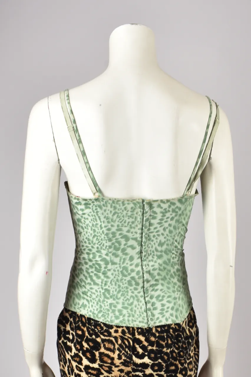 BLUMARINE GREEN LEOPARD CORSET