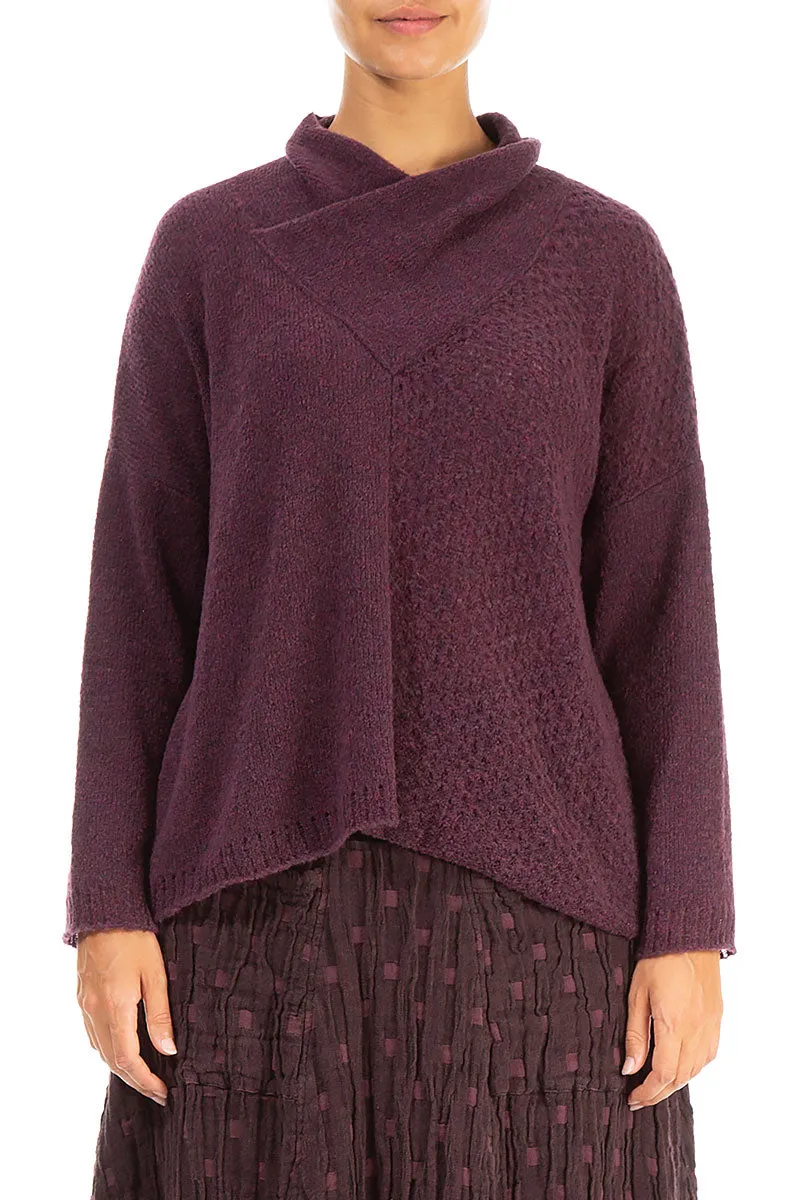 Boxy Cowl Neck Mulberry Wool Sweater