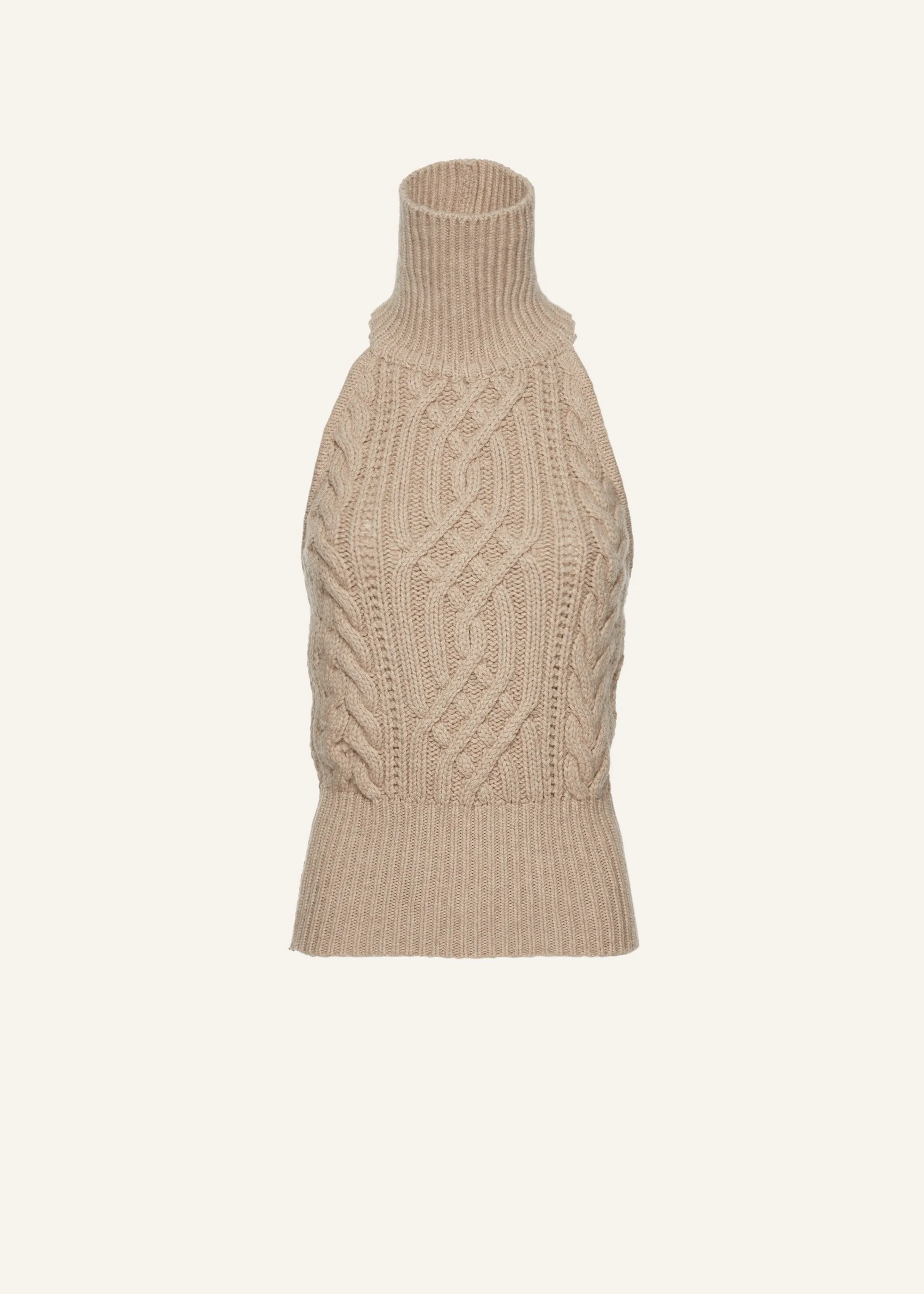 Braid-knit cashmere halter top in beige