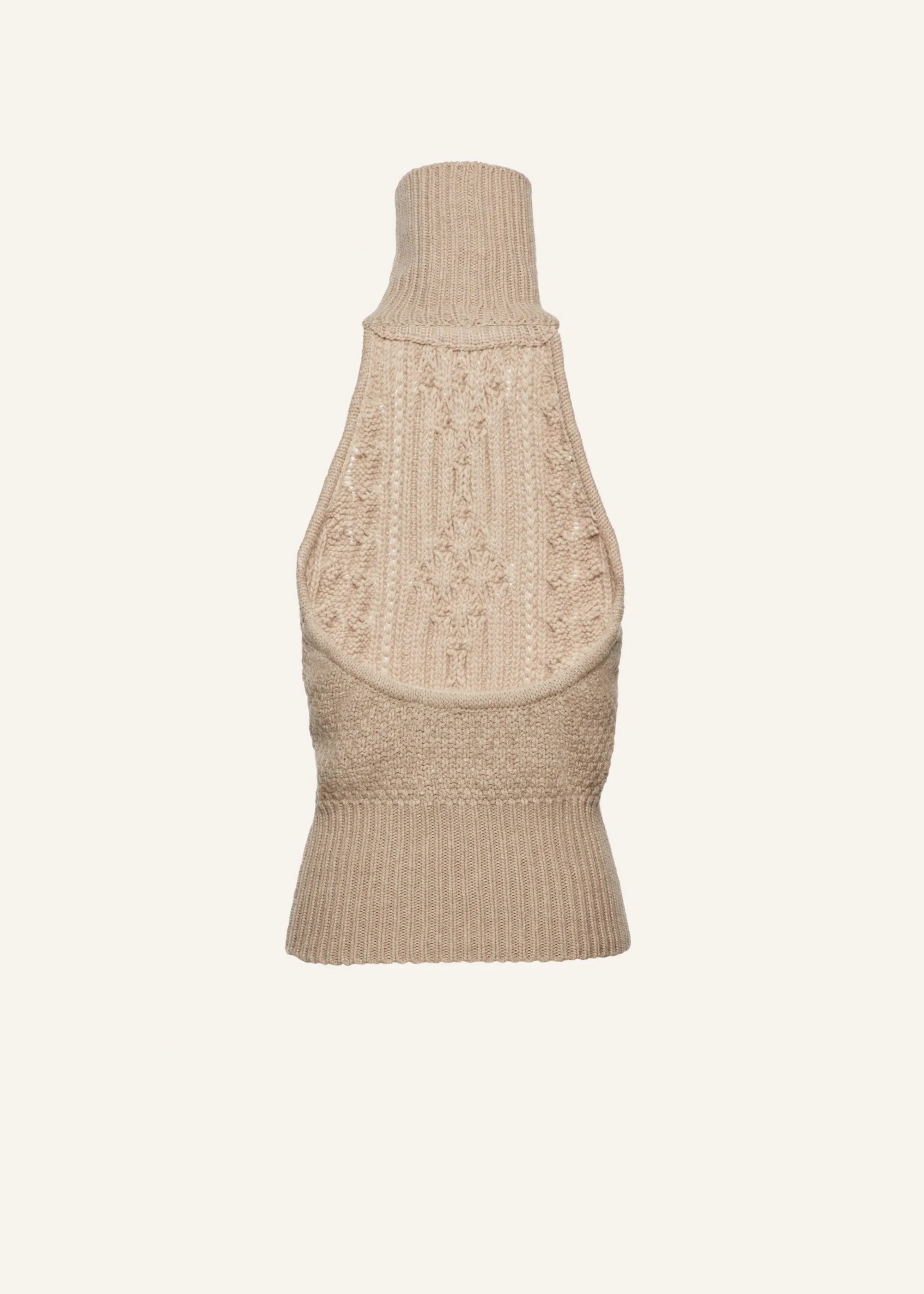 Braid-knit cashmere halter top in beige