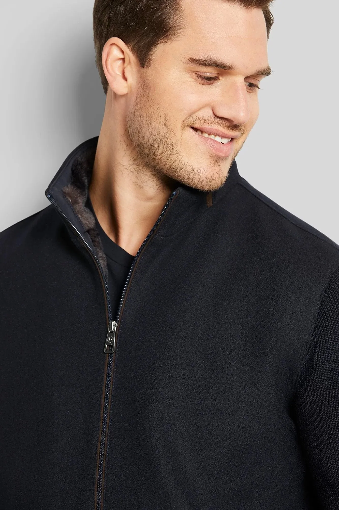 BUGATTI Men's Front Zip Long Sleeve Jumper DARK NAVY