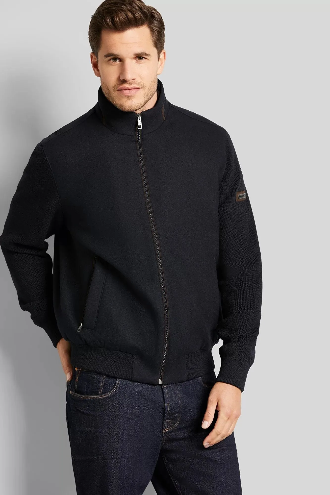 BUGATTI Men's Front Zip Long Sleeve Jumper DARK NAVY