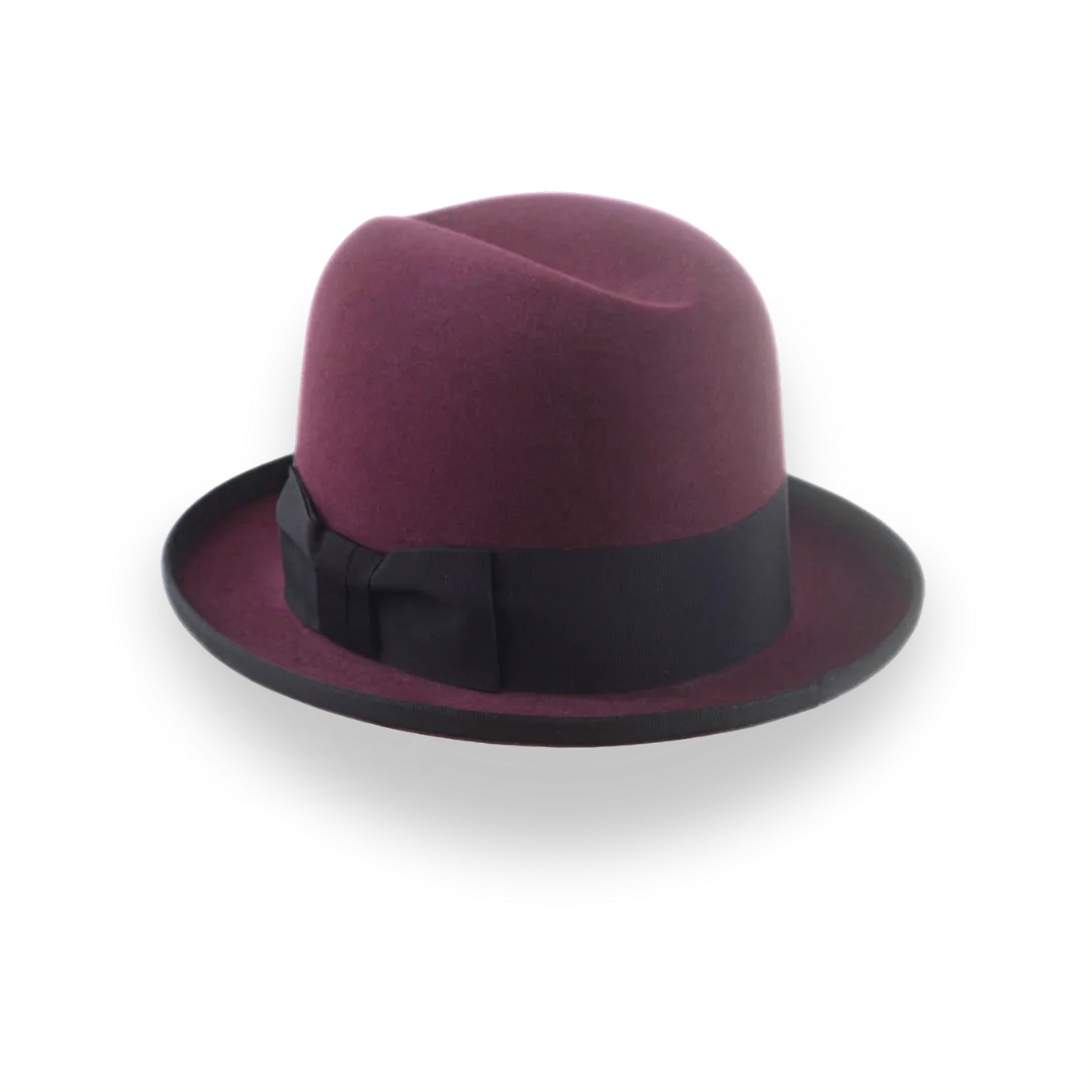 Burgundy Beaver Fur Felt Homburg Hat | The Ambassador