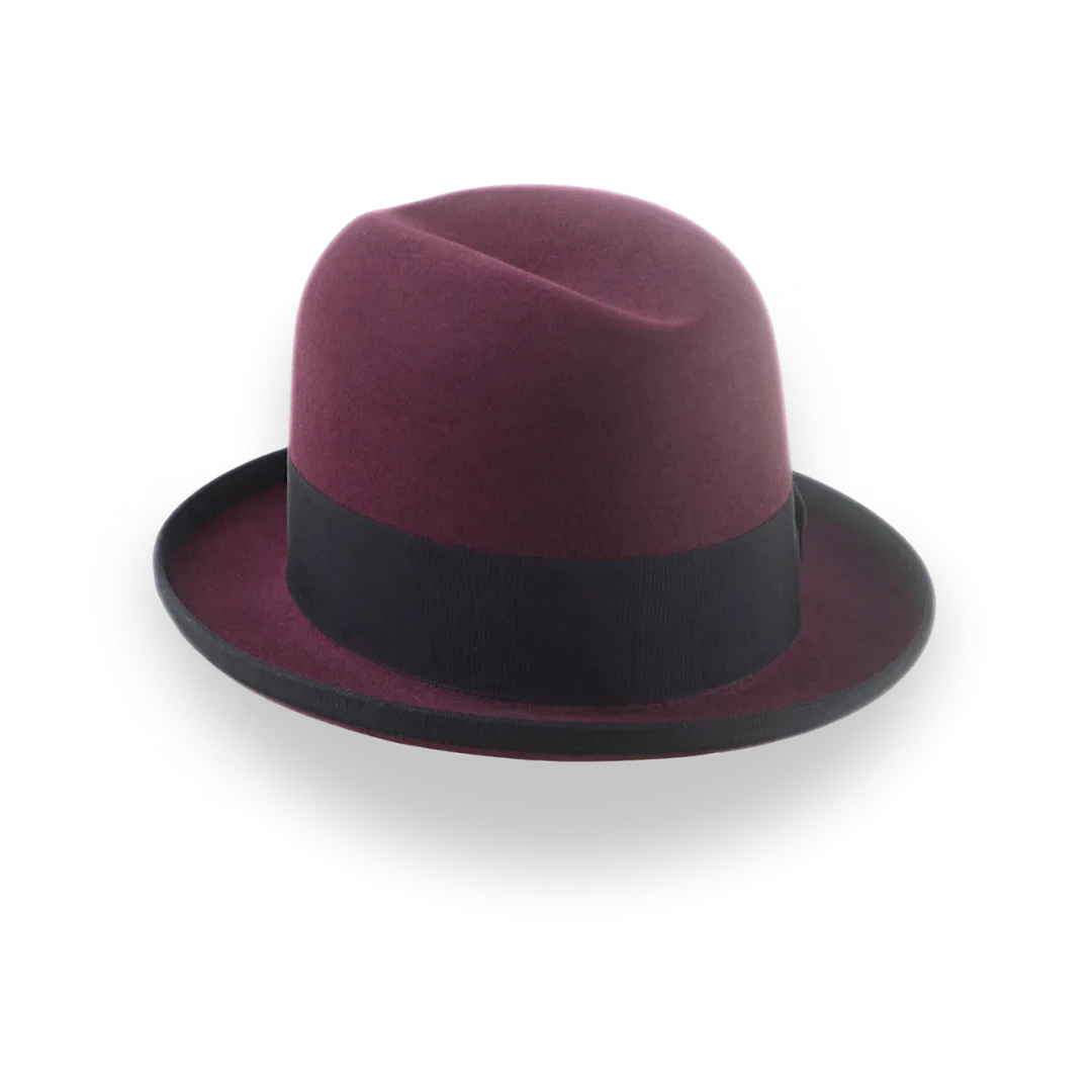 Burgundy Beaver Fur Felt Homburg Hat | The Ambassador