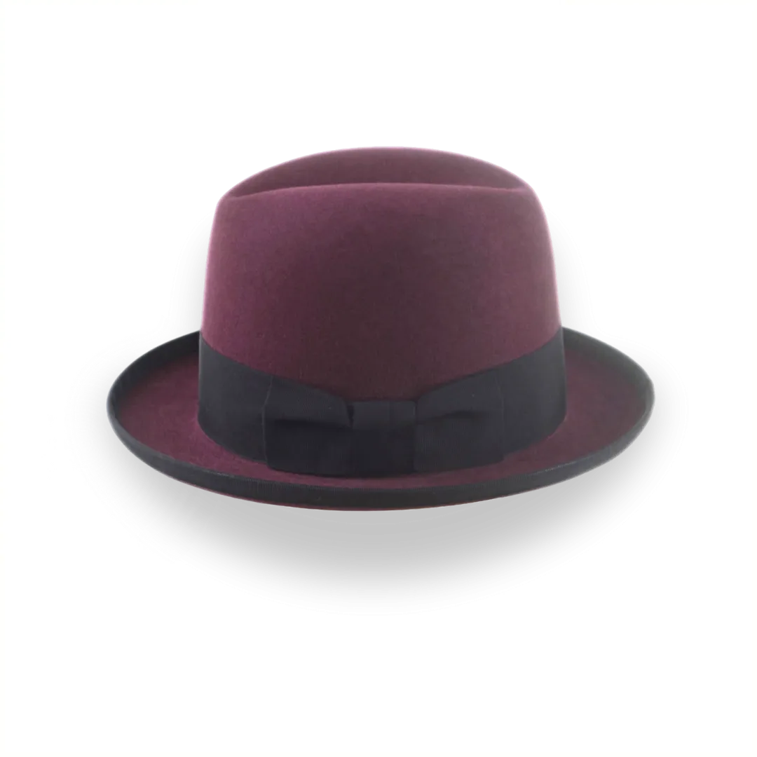 Burgundy Beaver Fur Felt Homburg Hat | The Ambassador