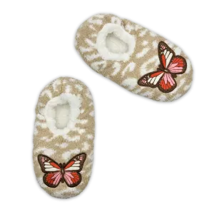 Butterfly Patch Leopard Slipper Socks