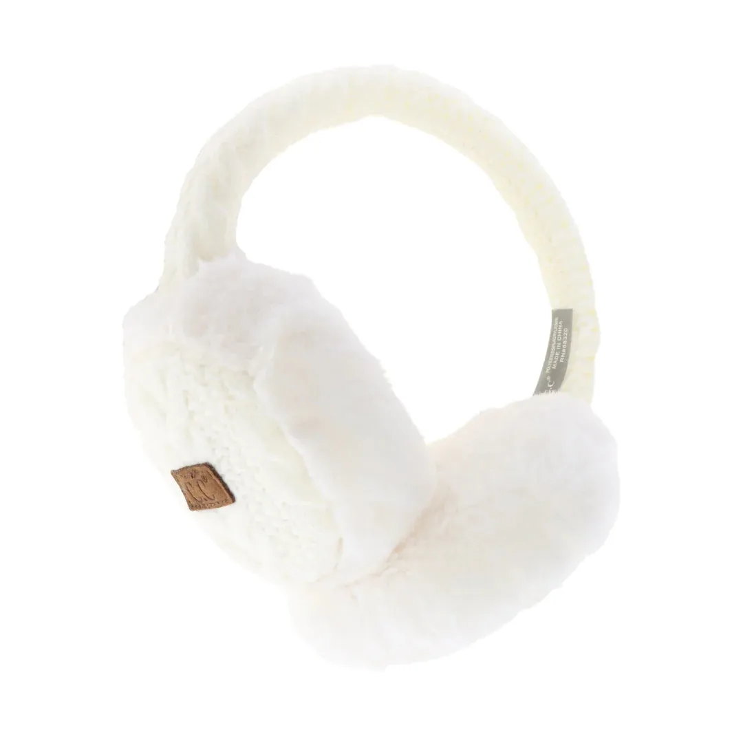 Cable Knit Faux Fur Earmuff