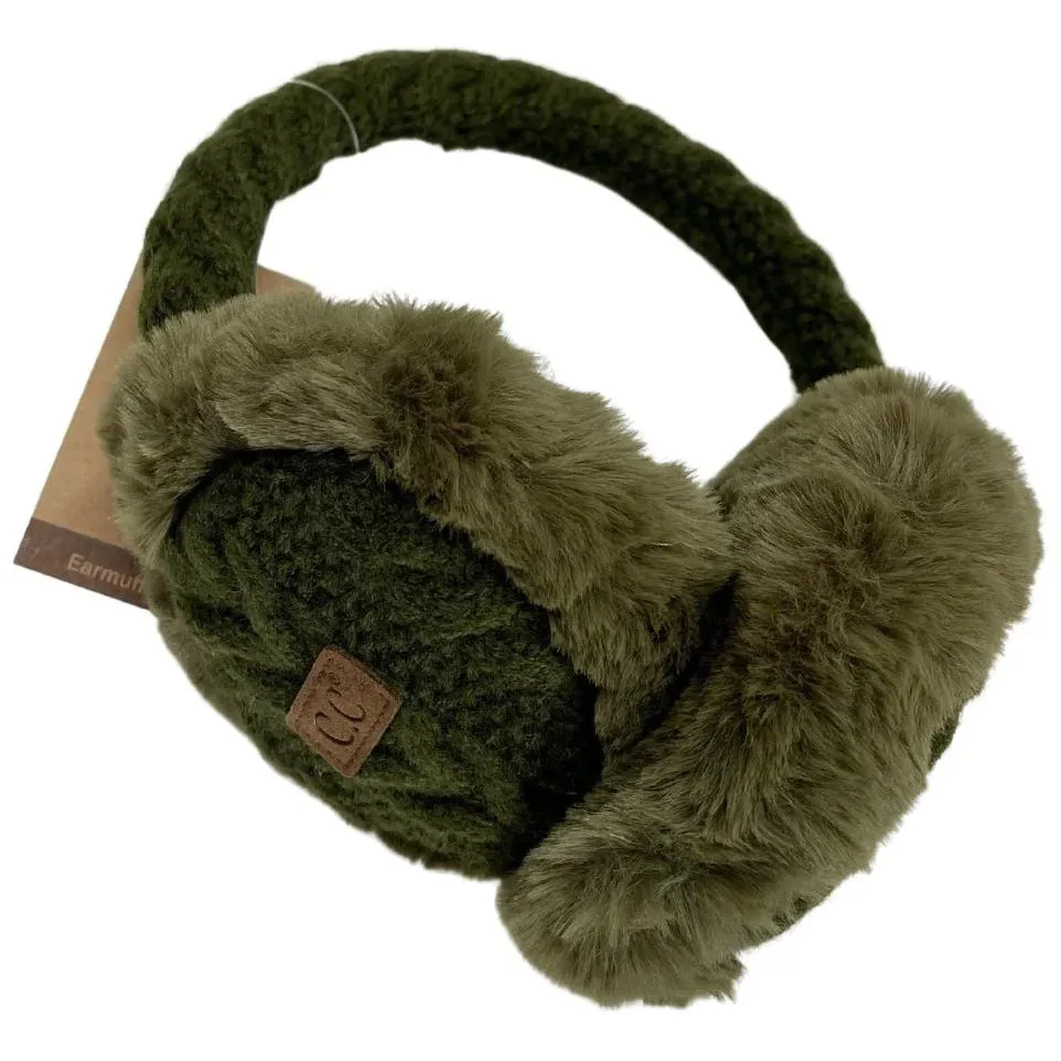 Cable Knit Faux Fur Earmuff