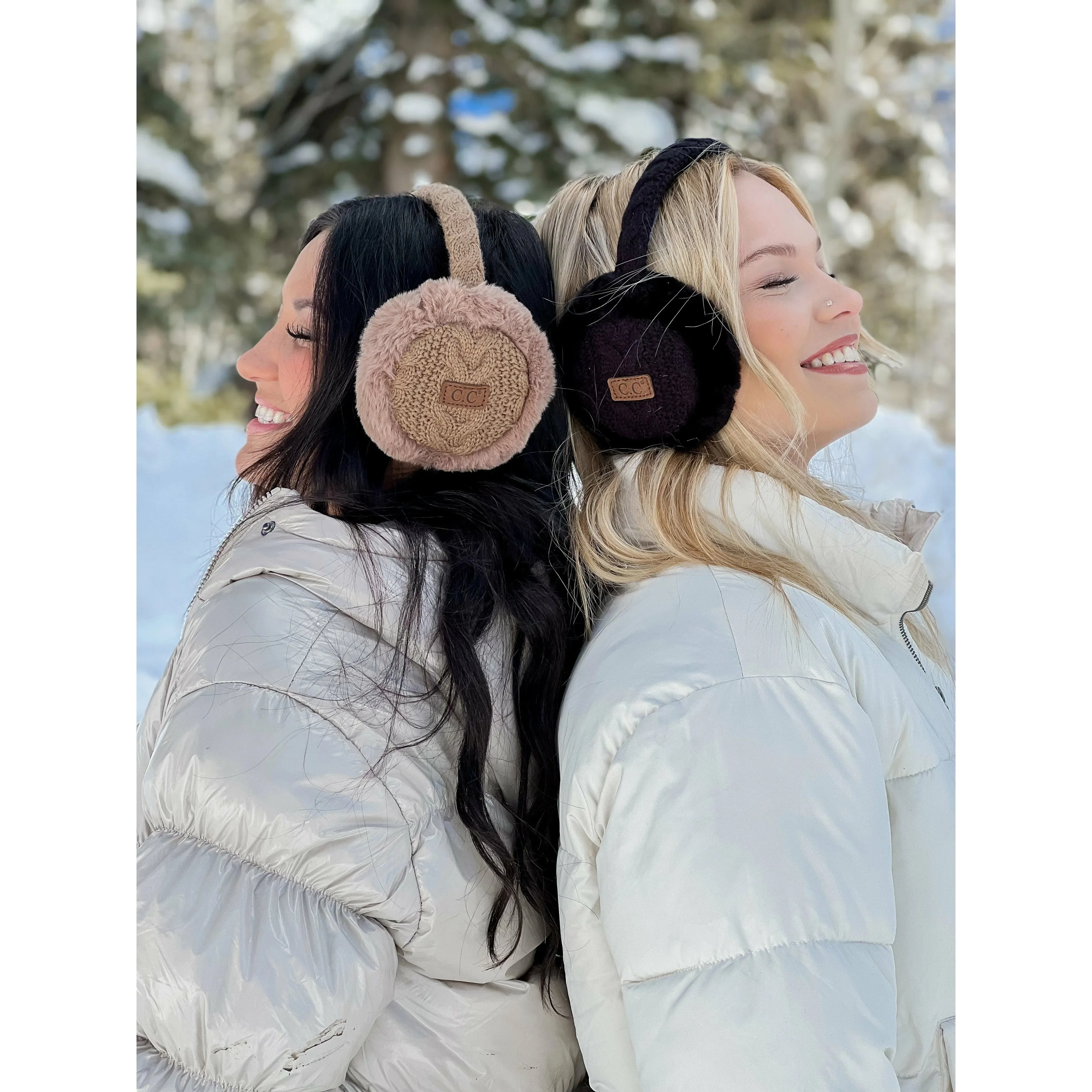 Cable Knit Faux Fur Earmuff