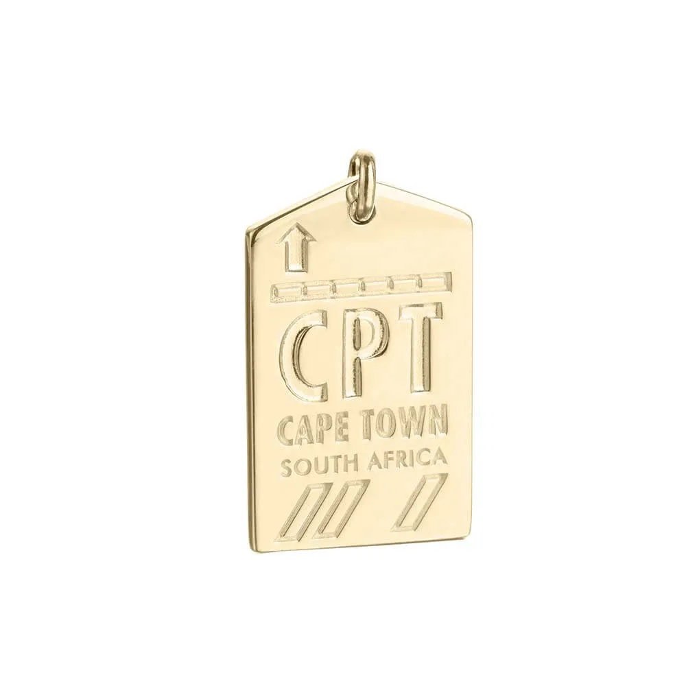 Cape Town South Africa CPT Luggage Tag Charm Gold