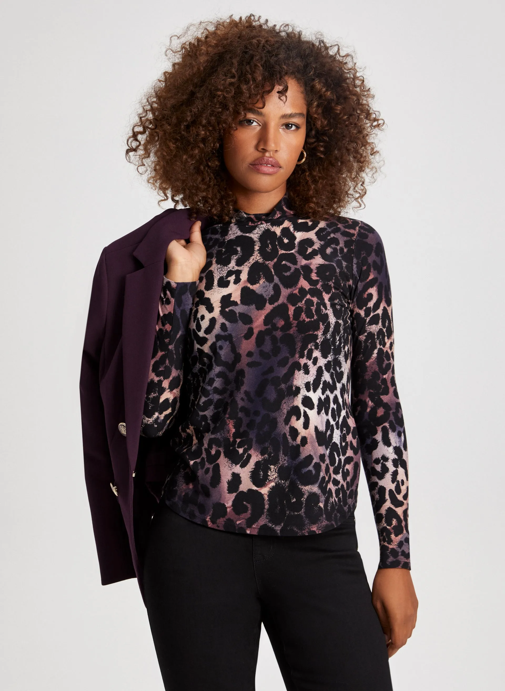 Cheetah Print Turtleneck Top