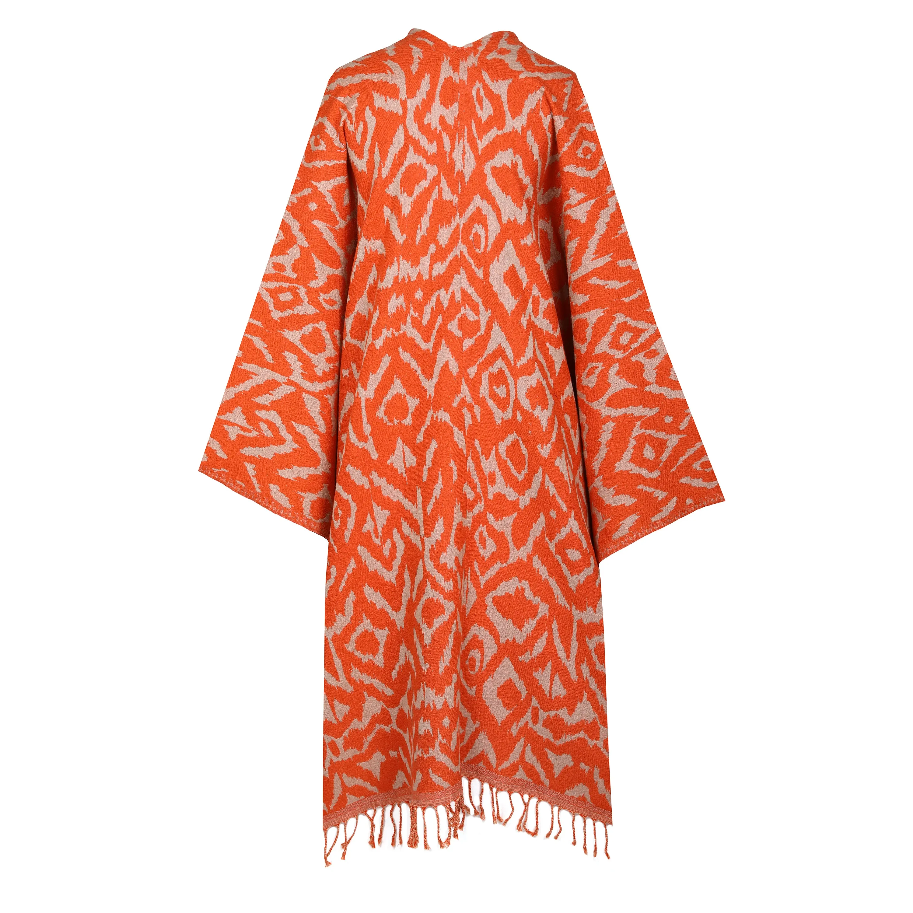 Cheryl Tangerine Ikat Boiled Wool Kimono Coat