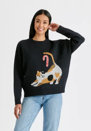 Christmas Jumper with Cat and Candy Cane