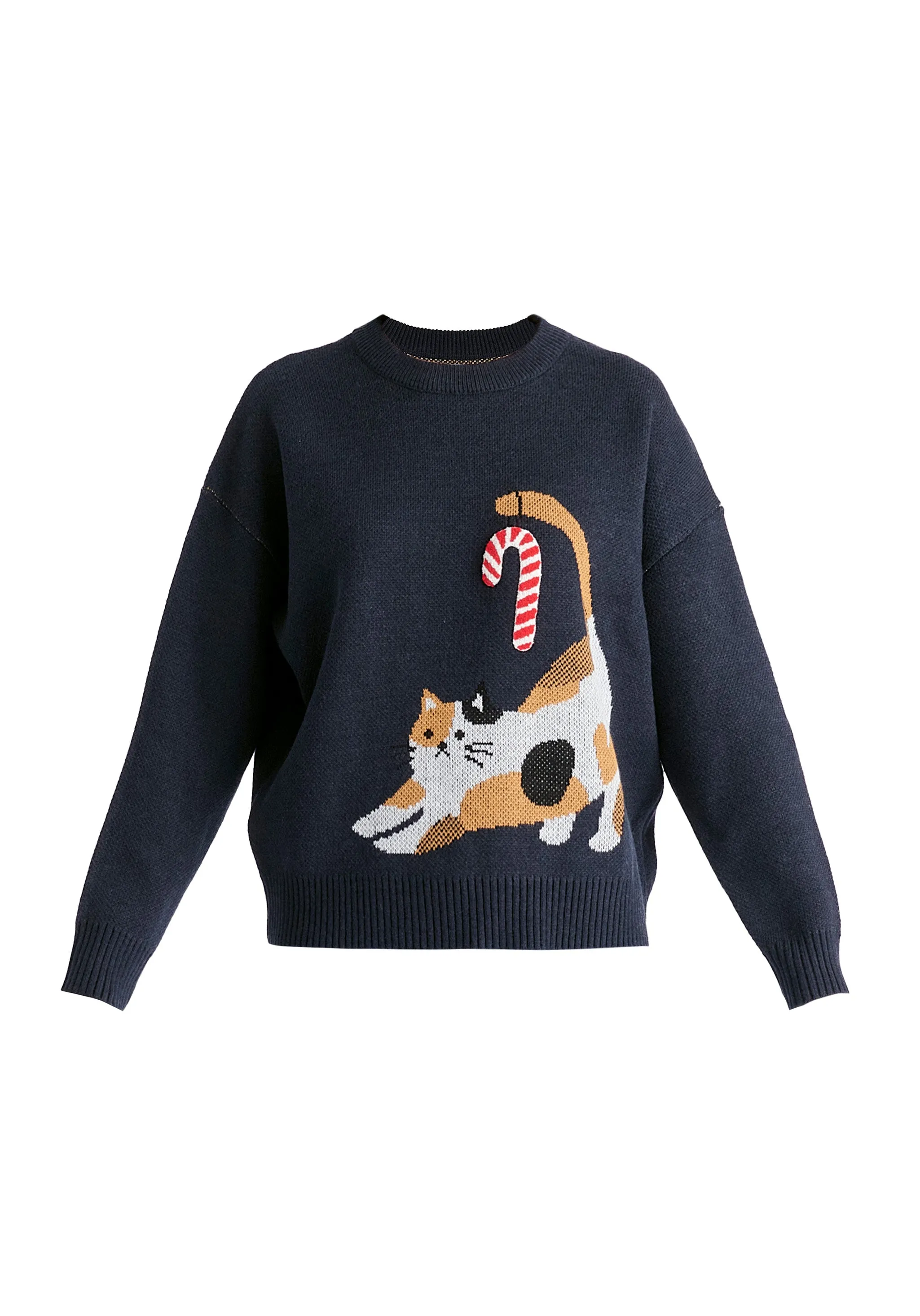 Christmas Jumper with Cat and Candy Cane