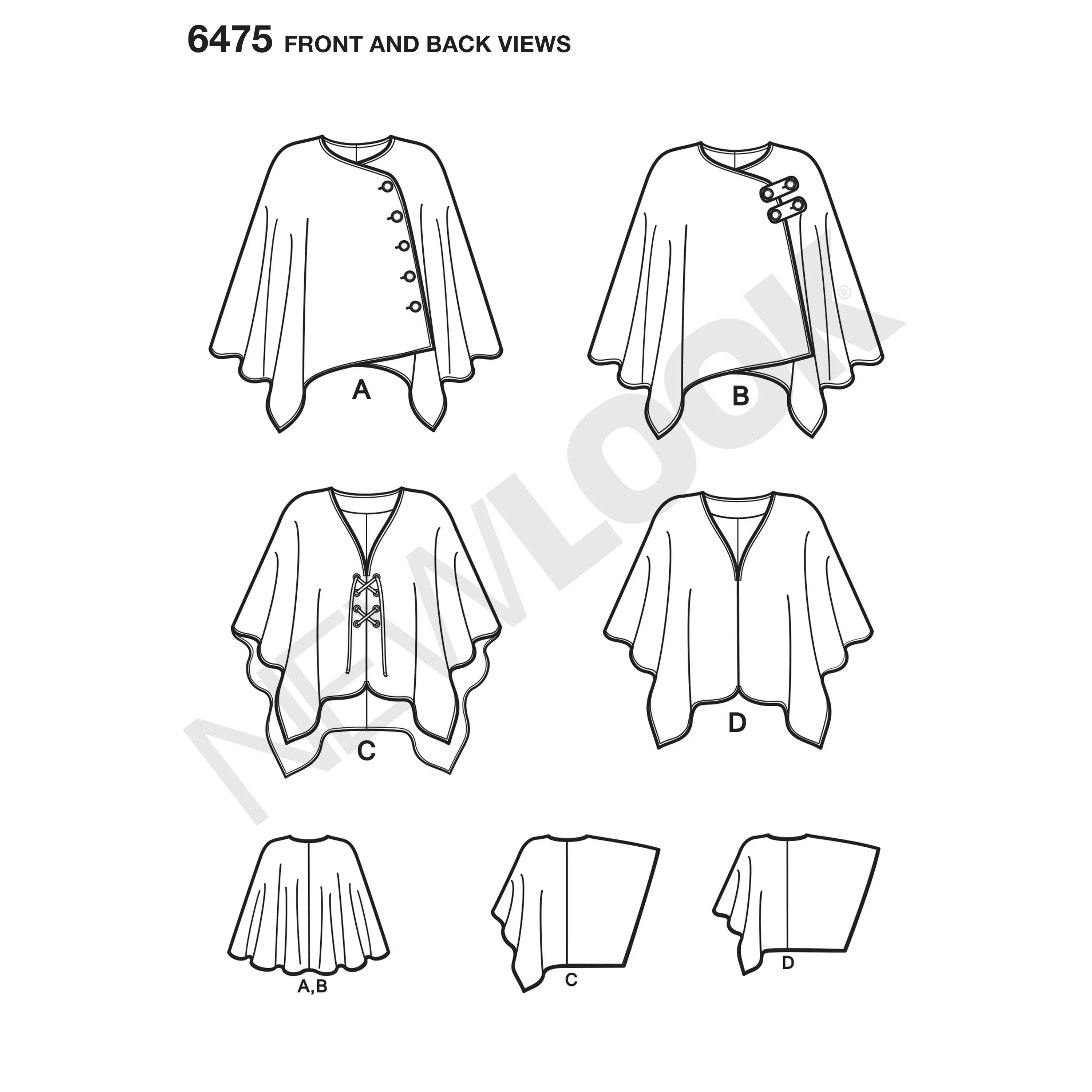 CLEARANCE • New Look Pattern EASY PONCHO AND CAPE 6475