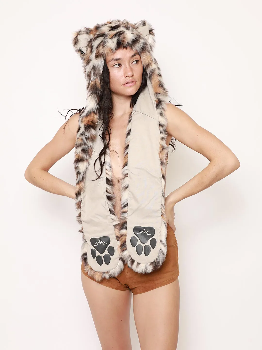 Clouded Leopard Faux Fur Hood | Women's