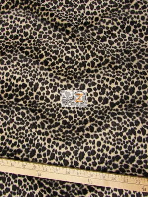 Cream/Black Brown Spot Cheetah Velboa Cheetah Animal Short Pile Fabric / By The Roll - 25 Yards