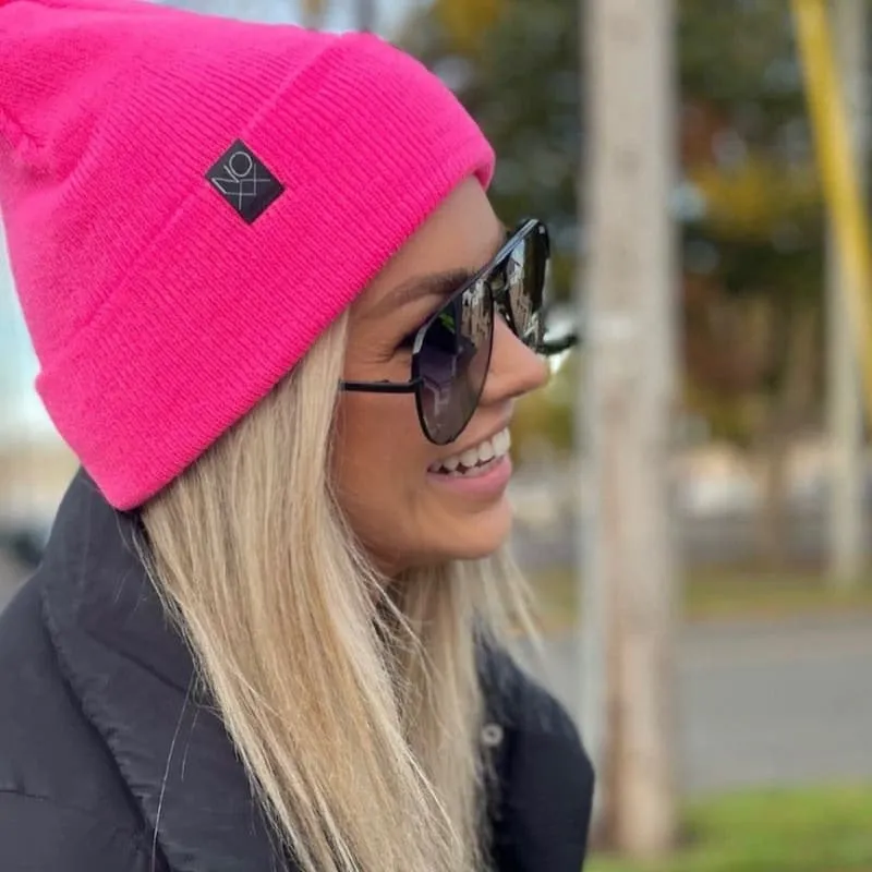 Cuff Knit Beanies: NEON PINK