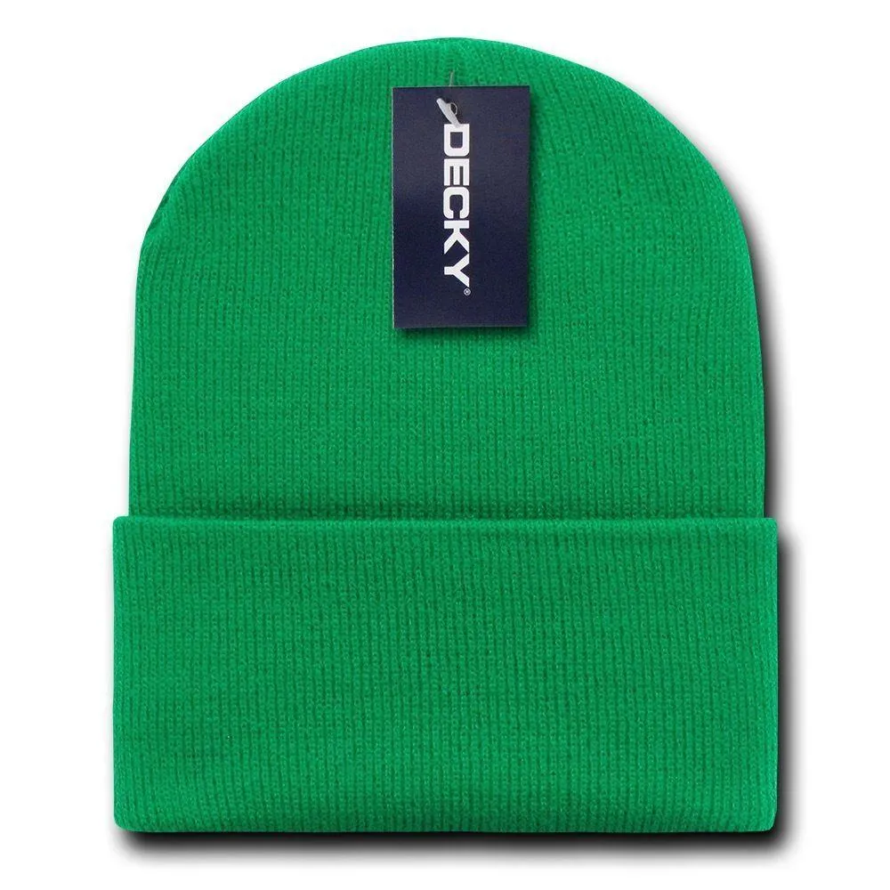 Decky Beanies Cuffed Knit Ski Skull Caps Hats Snug Warm Winter Unisex