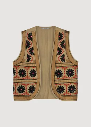 Embroidered 100% Cotton Boxy Waistcoat