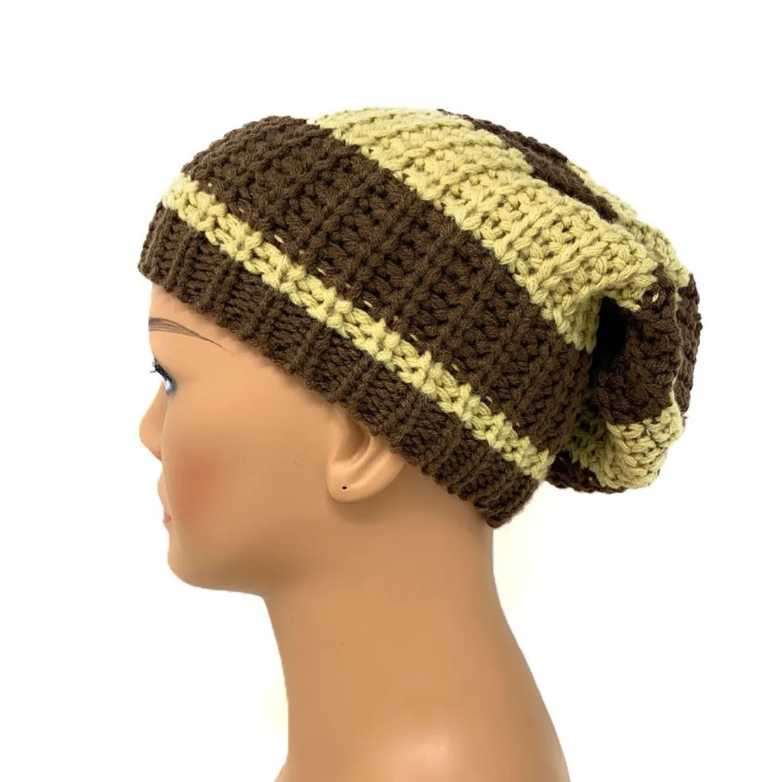 Empire Cove Slouch Long Beanie Winter Warm Knit Two Tone Womens Mens Unisex