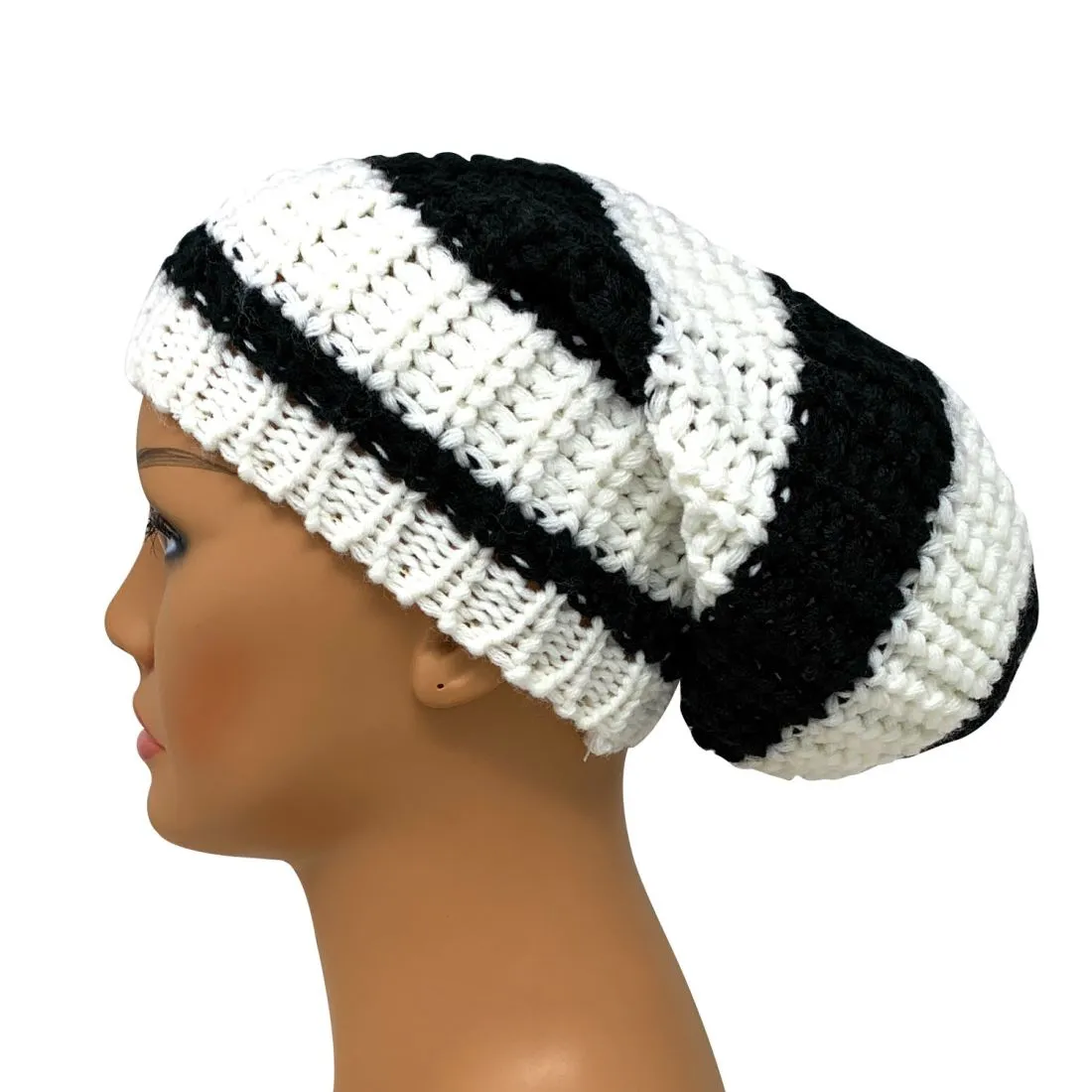 Empire Cove Slouch Long Beanie Winter Warm Knit Two Tone Womens Mens Unisex